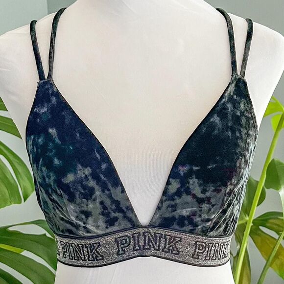 Victoria's Secret Other - Victoria's Secret PINK black velvet bralette size medium